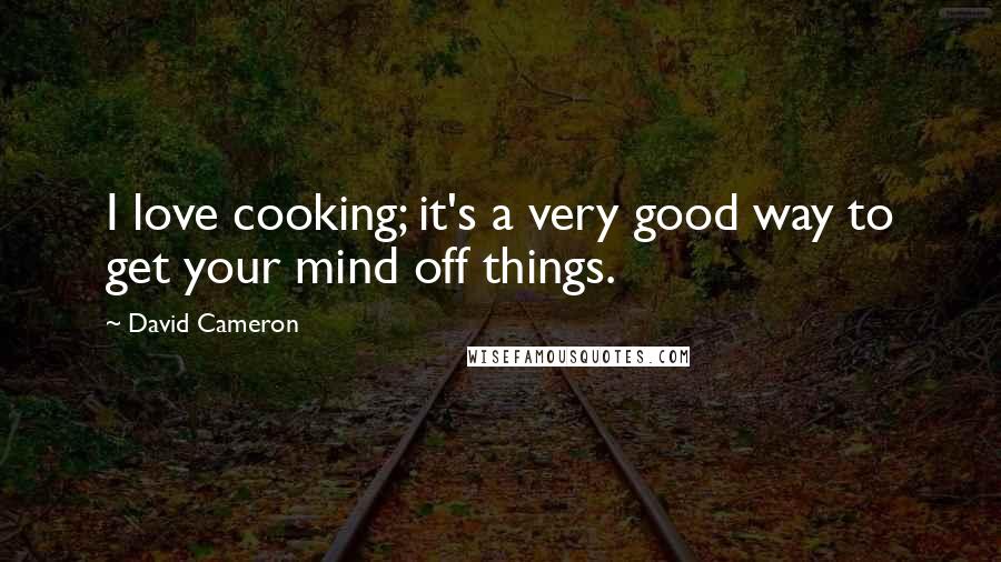 David Cameron Quotes: I love cooking; it's a very good way to get your mind off things.