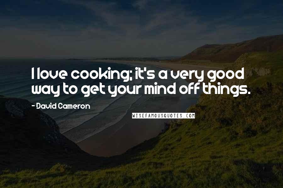 David Cameron Quotes: I love cooking; it's a very good way to get your mind off things.