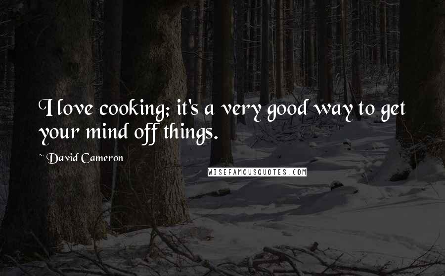 David Cameron Quotes: I love cooking; it's a very good way to get your mind off things.