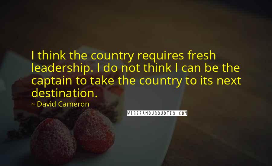David Cameron Quotes: I think the country requires fresh leadership. I do not think I can be the captain to take the country to its next destination.