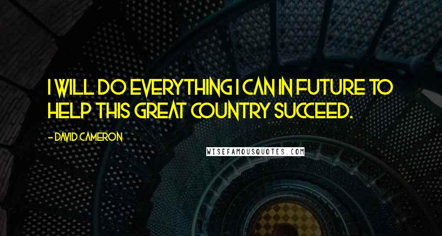 David Cameron Quotes: I will do everything I can in future to help this great country succeed.