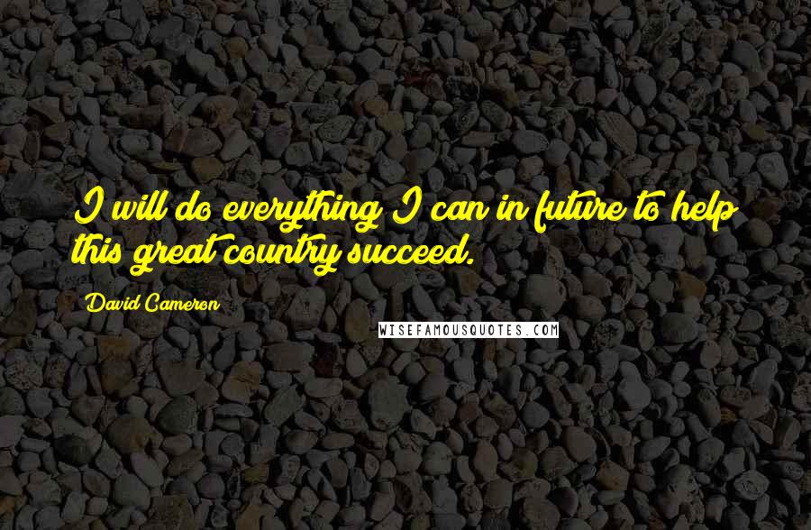 David Cameron Quotes: I will do everything I can in future to help this great country succeed.