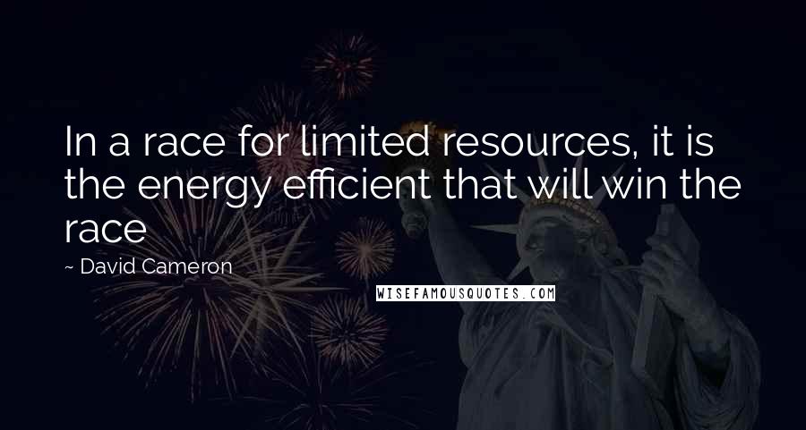 David Cameron Quotes: In a race for limited resources, it is the energy efficient that will win the race