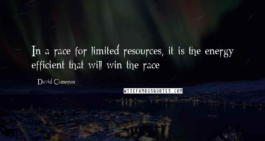 David Cameron Quotes: In a race for limited resources, it is the energy efficient that will win the race