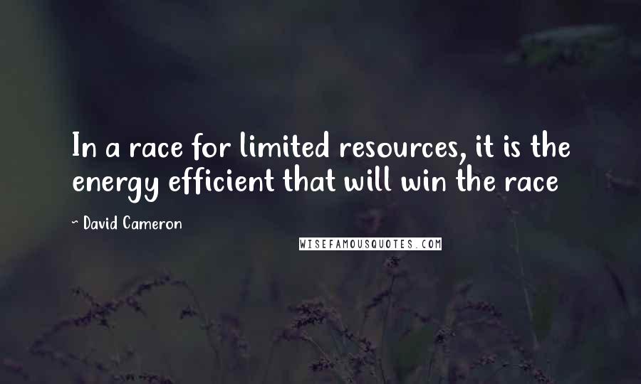 David Cameron Quotes: In a race for limited resources, it is the energy efficient that will win the race