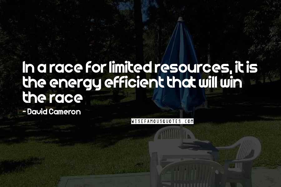 David Cameron Quotes: In a race for limited resources, it is the energy efficient that will win the race