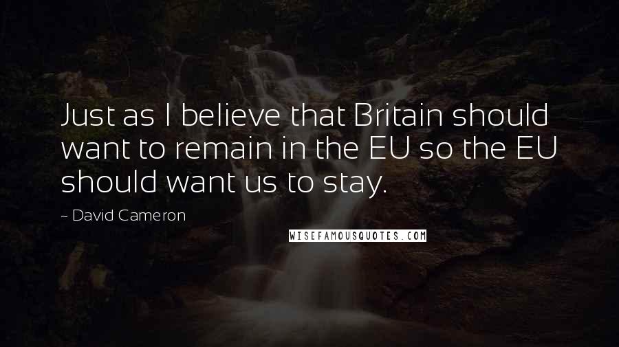 David Cameron Quotes: Just as I believe that Britain should want to remain in the EU so the EU should want us to stay.