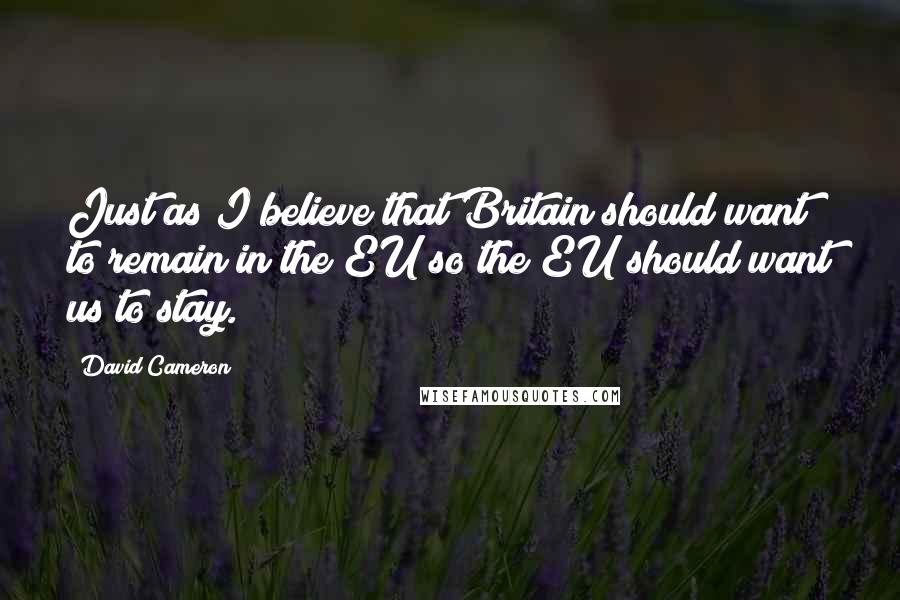 David Cameron Quotes: Just as I believe that Britain should want to remain in the EU so the EU should want us to stay.