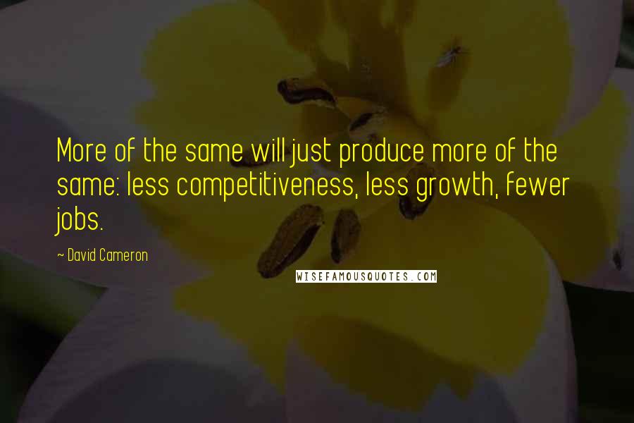 David Cameron Quotes: More of the same will just produce more of the same: less competitiveness, less growth, fewer jobs.