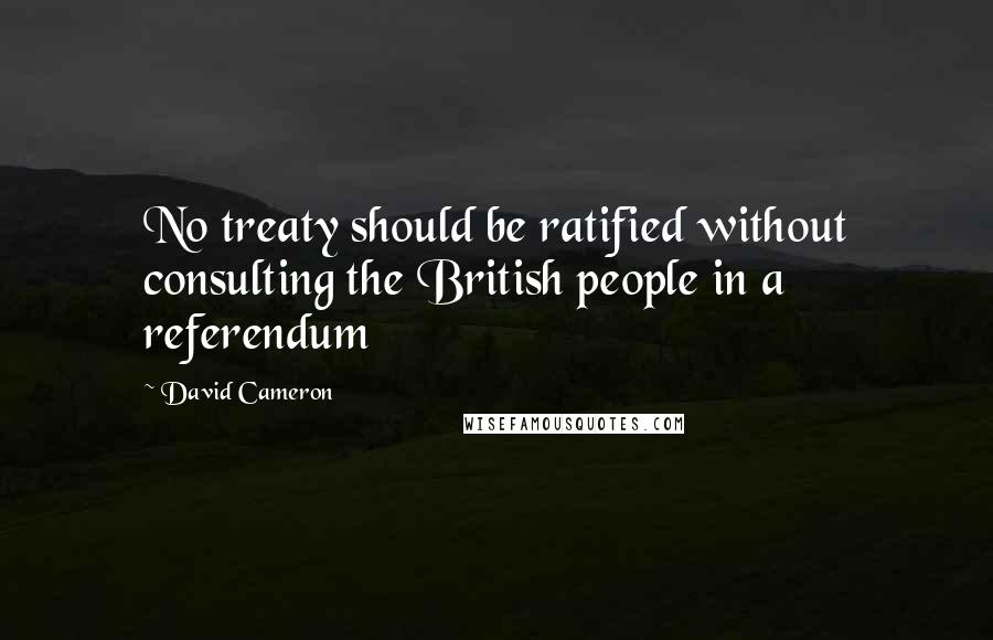 David Cameron Quotes: No treaty should be ratified without consulting the British people in a referendum