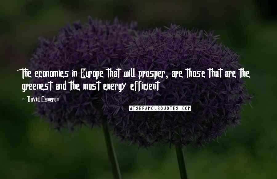 David Cameron Quotes: The economies in Europe that will prosper, are those that are the greenest and the most energy efficient