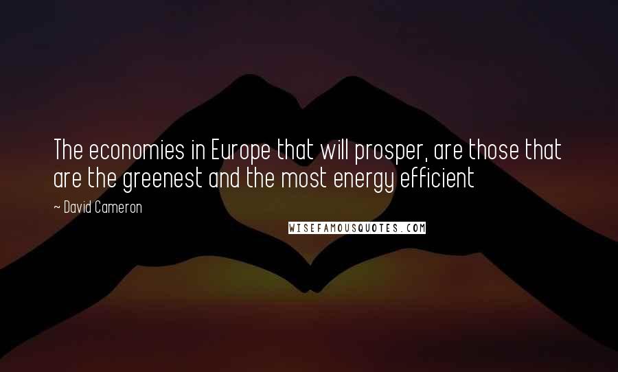 David Cameron Quotes: The economies in Europe that will prosper, are those that are the greenest and the most energy efficient