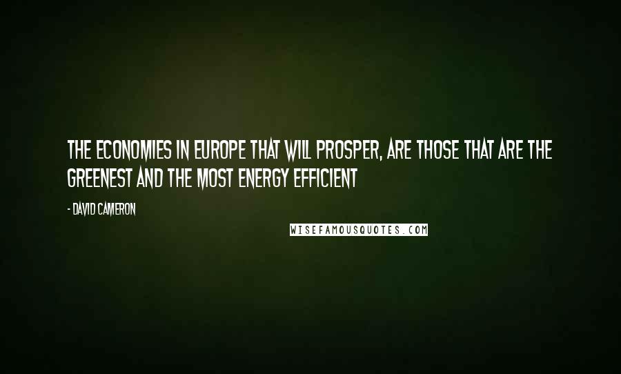 David Cameron Quotes: The economies in Europe that will prosper, are those that are the greenest and the most energy efficient