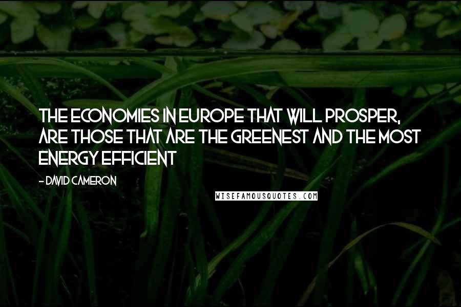 David Cameron Quotes: The economies in Europe that will prosper, are those that are the greenest and the most energy efficient