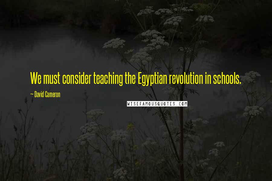 David Cameron Quotes: We must consider teaching the Egyptian revolution in schools.