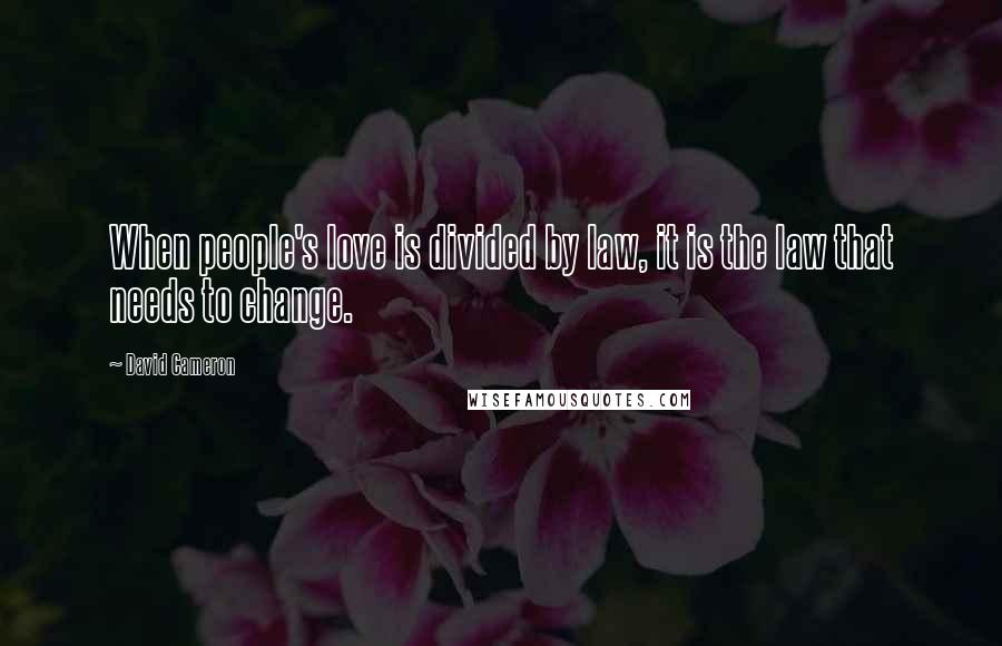 David Cameron Quotes: When people's love is divided by law, it is the law that needs to change.