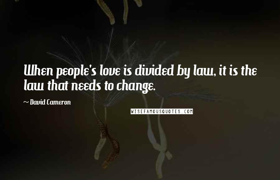 David Cameron Quotes: When people's love is divided by law, it is the law that needs to change.