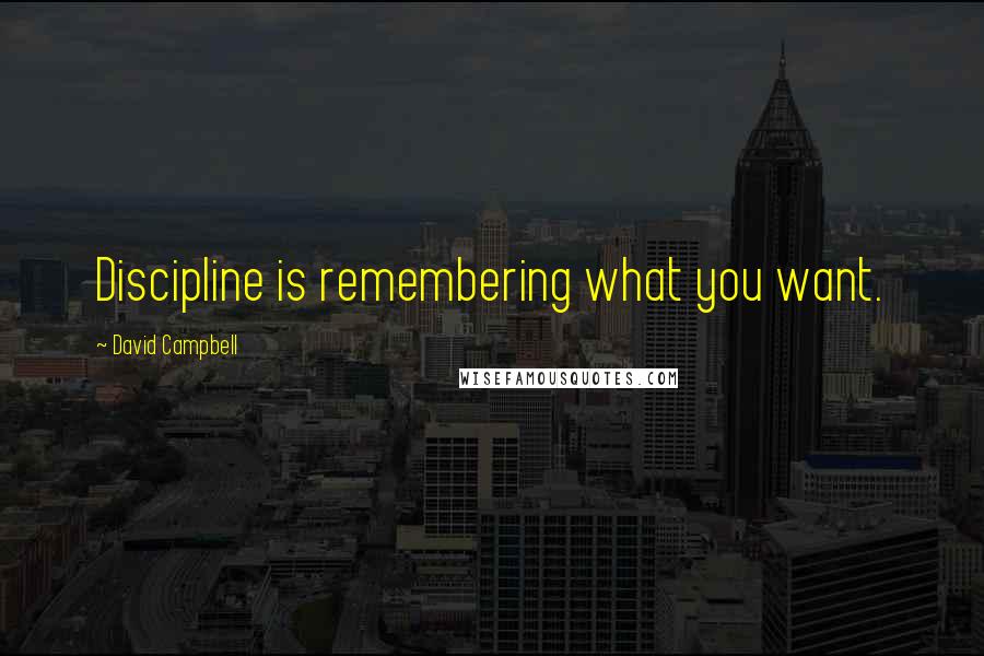 David Campbell Quotes: Discipline is remembering what you want.