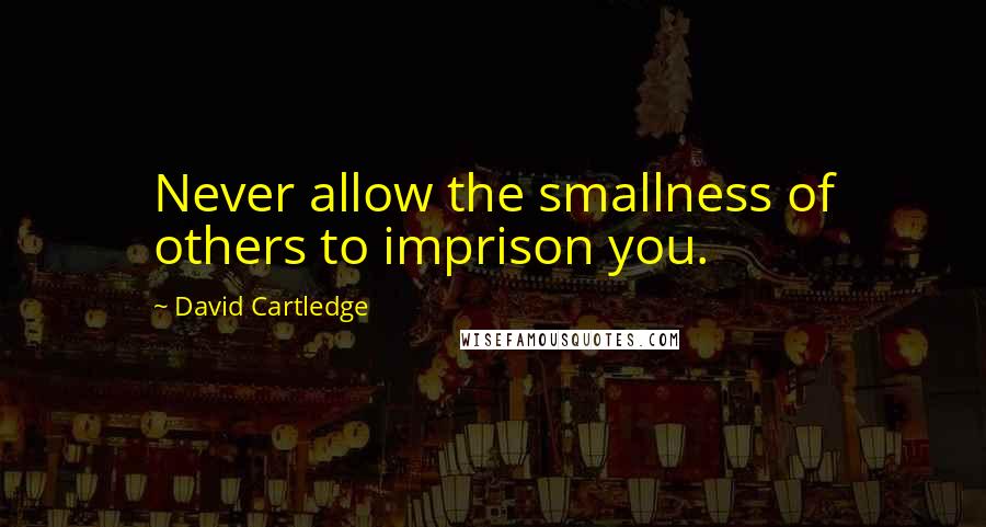 David Cartledge Quotes: Never allow the smallness of others to imprison you.