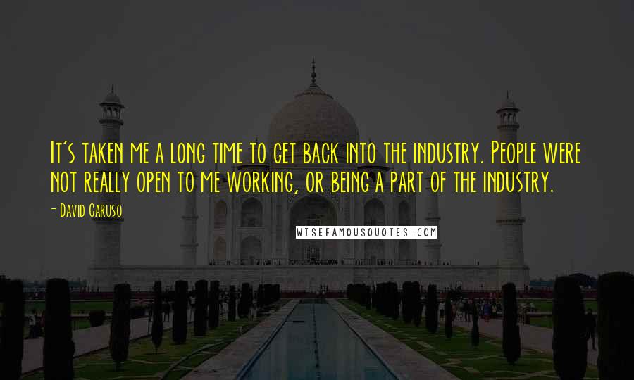 David Caruso Quotes: It's taken me a long time to get back into the industry. People were not really open to me working, or being a part of the industry.