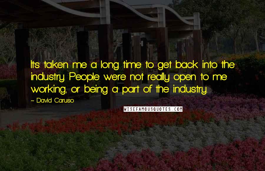 David Caruso Quotes: It's taken me a long time to get back into the industry. People were not really open to me working, or being a part of the industry.