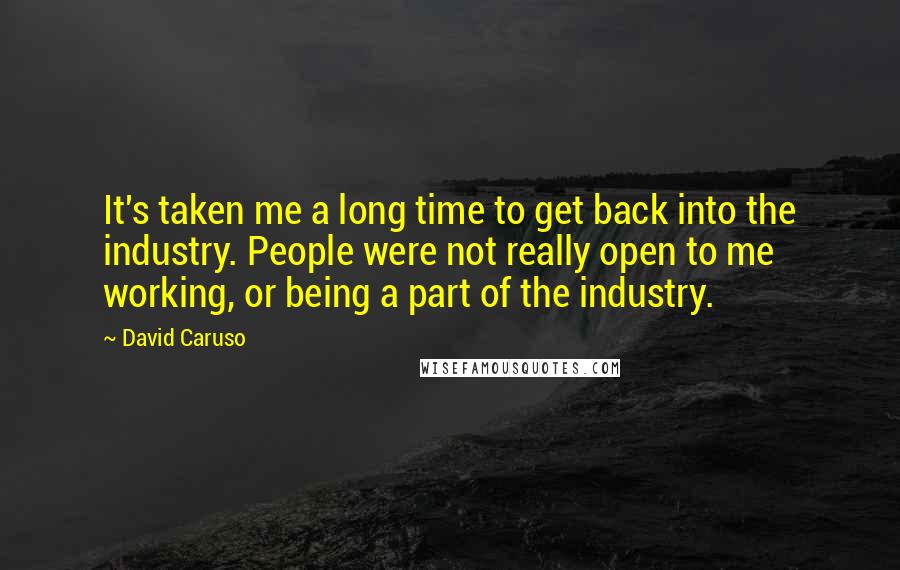 David Caruso Quotes: It's taken me a long time to get back into the industry. People were not really open to me working, or being a part of the industry.