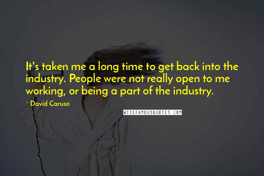 David Caruso Quotes: It's taken me a long time to get back into the industry. People were not really open to me working, or being a part of the industry.