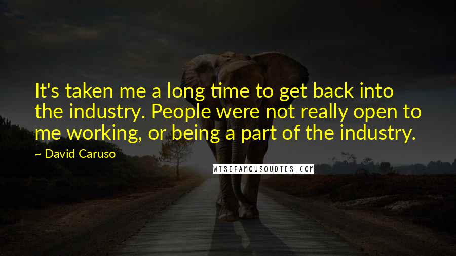 David Caruso Quotes: It's taken me a long time to get back into the industry. People were not really open to me working, or being a part of the industry.