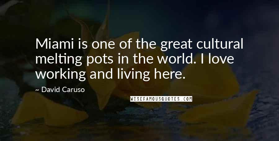 David Caruso Quotes: Miami is one of the great cultural melting pots in the world. I love working and living here.