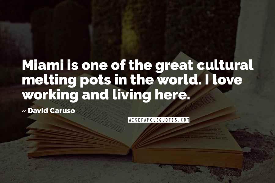 David Caruso Quotes: Miami is one of the great cultural melting pots in the world. I love working and living here.