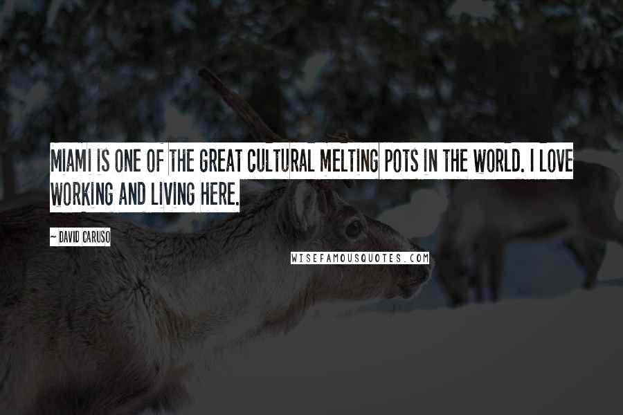 David Caruso Quotes: Miami is one of the great cultural melting pots in the world. I love working and living here.