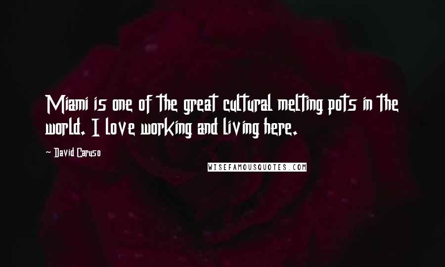 David Caruso Quotes: Miami is one of the great cultural melting pots in the world. I love working and living here.