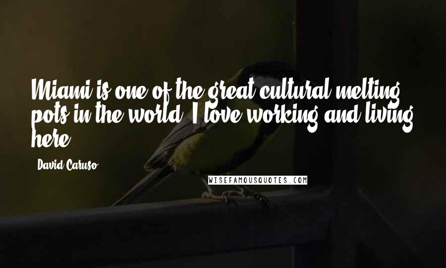 David Caruso Quotes: Miami is one of the great cultural melting pots in the world. I love working and living here.