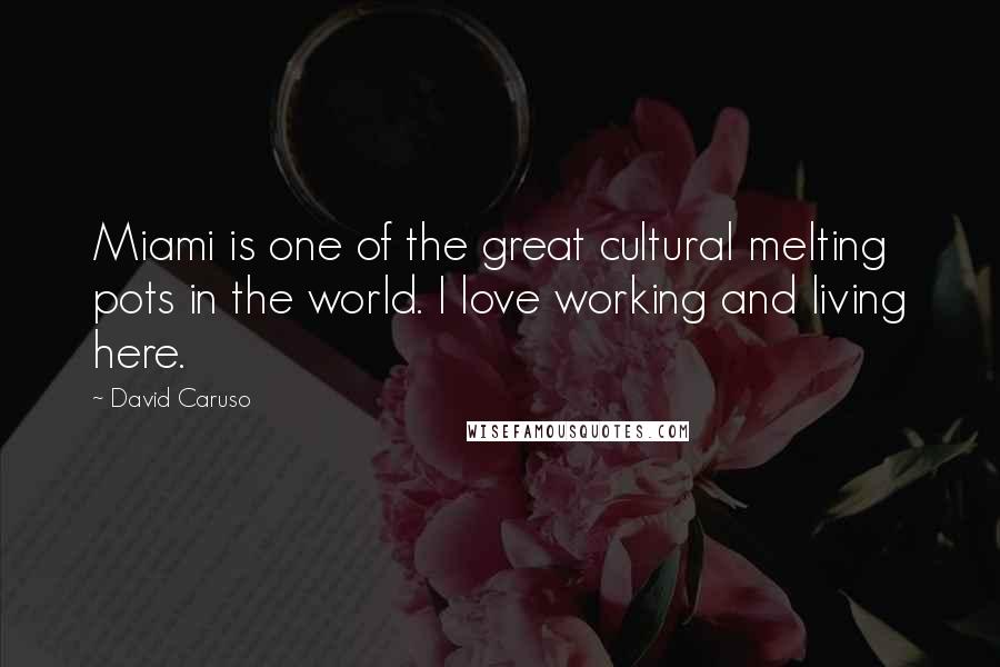 David Caruso Quotes: Miami is one of the great cultural melting pots in the world. I love working and living here.