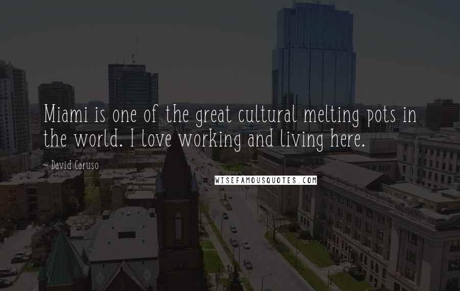 David Caruso Quotes: Miami is one of the great cultural melting pots in the world. I love working and living here.