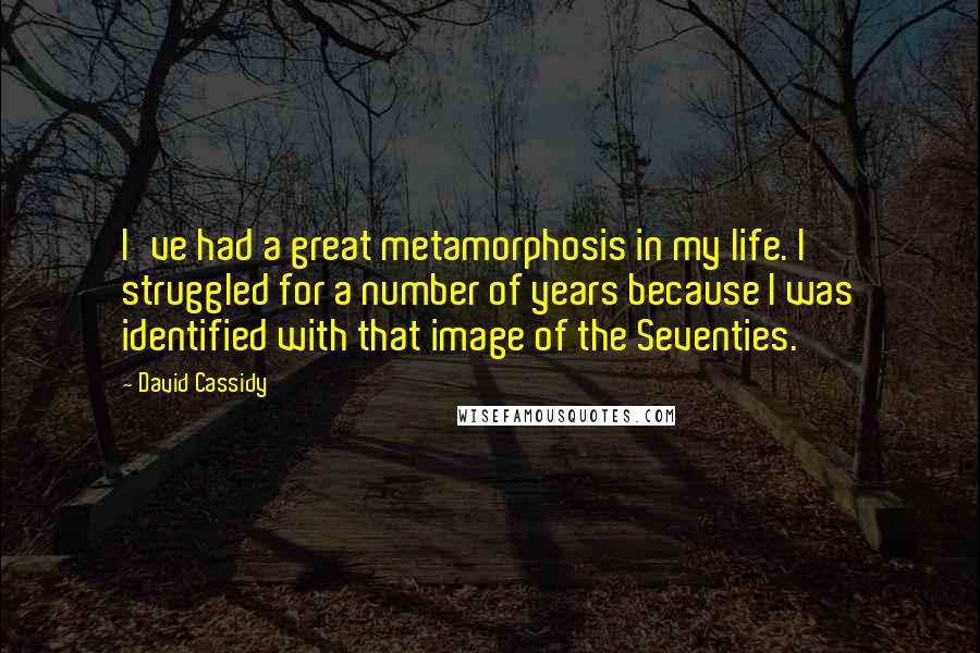 David Cassidy Quotes: I've had a great metamorphosis in my life. I struggled for a number of years because I was identified with that image of the Seventies.