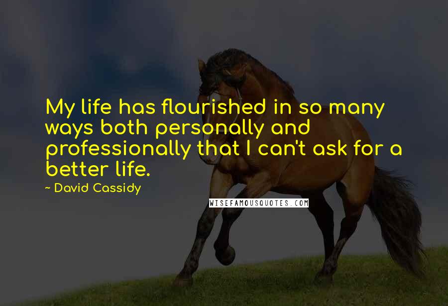 David Cassidy Quotes: My life has flourished in so many ways both personally and professionally that I can't ask for a better life.
