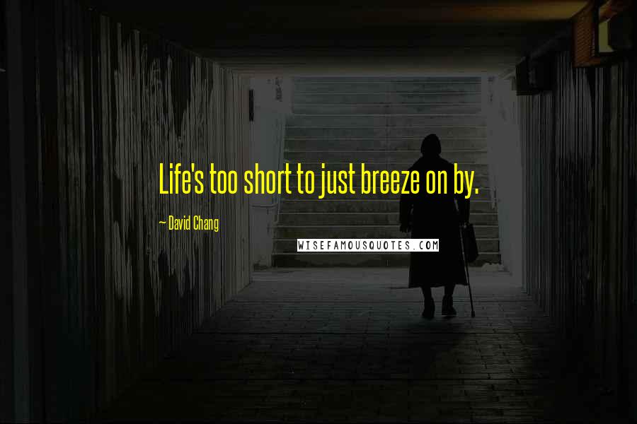David Chang Quotes: Life's too short to just breeze on by.