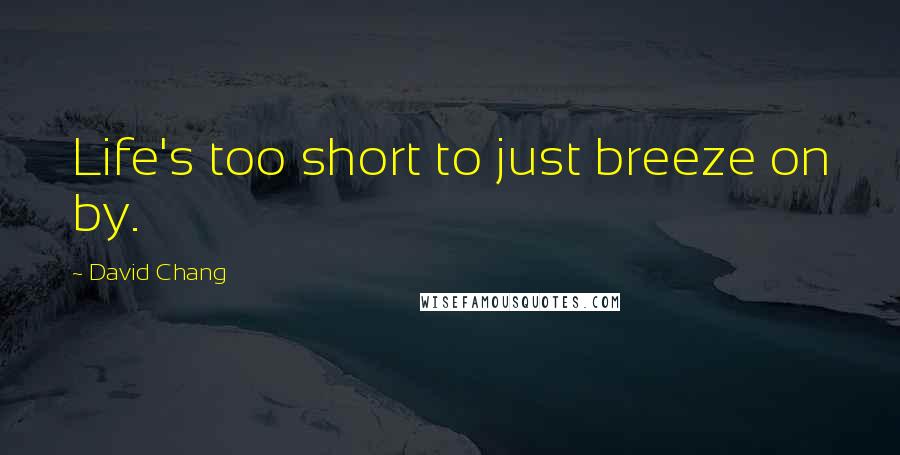 David Chang Quotes: Life's too short to just breeze on by.