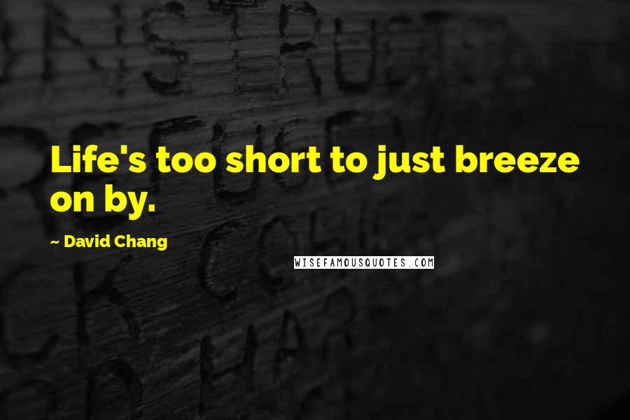 David Chang Quotes: Life's too short to just breeze on by.