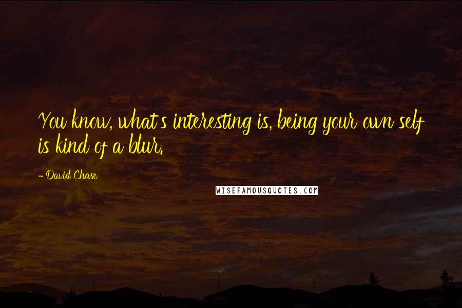 David Chase Quotes: You know, what's interesting is, being your own self is kind of a blur.