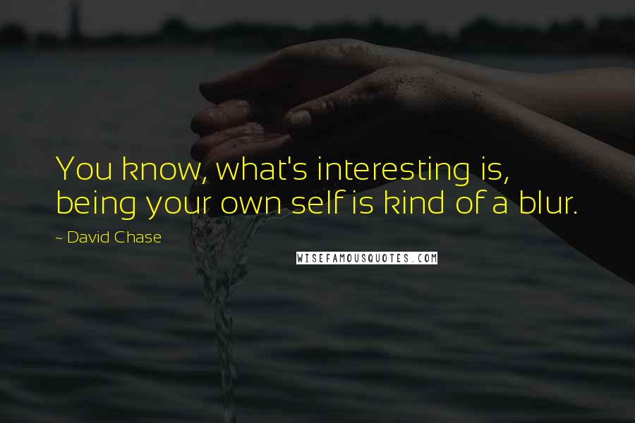 David Chase Quotes: You know, what's interesting is, being your own self is kind of a blur.