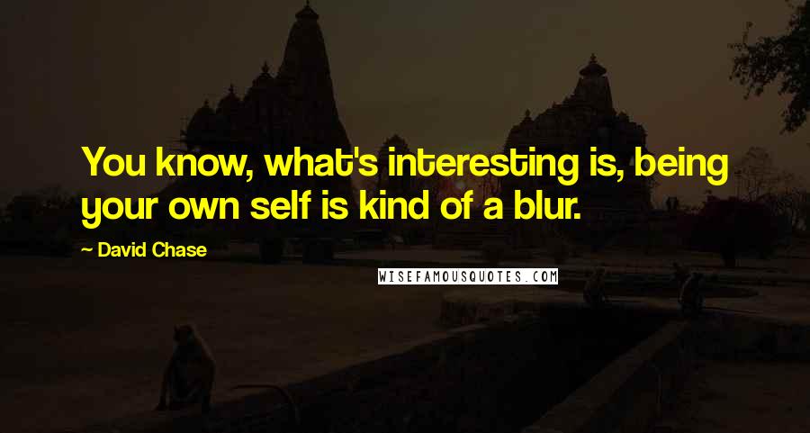 David Chase Quotes: You know, what's interesting is, being your own self is kind of a blur.