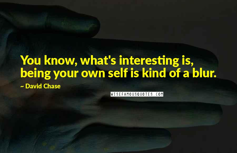 David Chase Quotes: You know, what's interesting is, being your own self is kind of a blur.