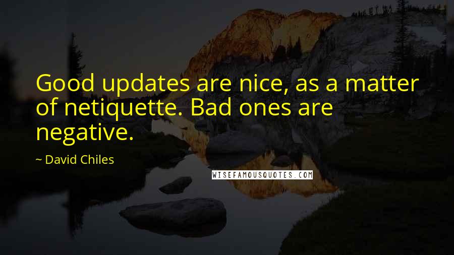 David Chiles Quotes: Good updates are nice, as a matter of netiquette. Bad ones are negative.