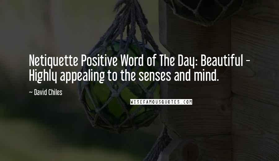 David Chiles Quotes: Netiquette Positive Word of The Day: Beautiful - Highly appealing to the senses and mind.