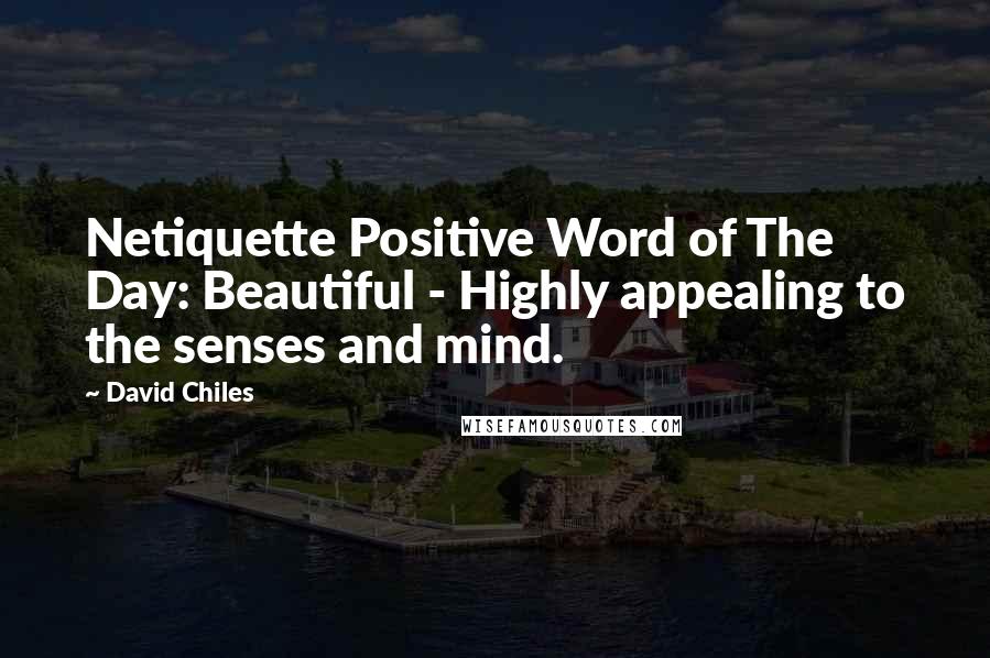 David Chiles Quotes: Netiquette Positive Word of The Day: Beautiful - Highly appealing to the senses and mind.