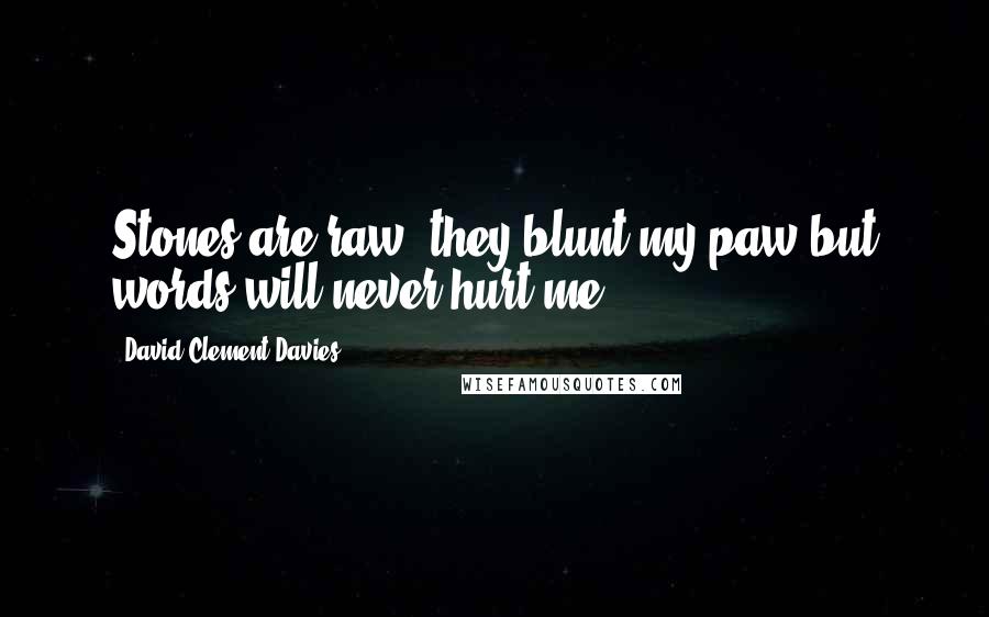 David Clement-Davies Quotes: Stones are raw, they blunt my paw,but words will never hurt me.