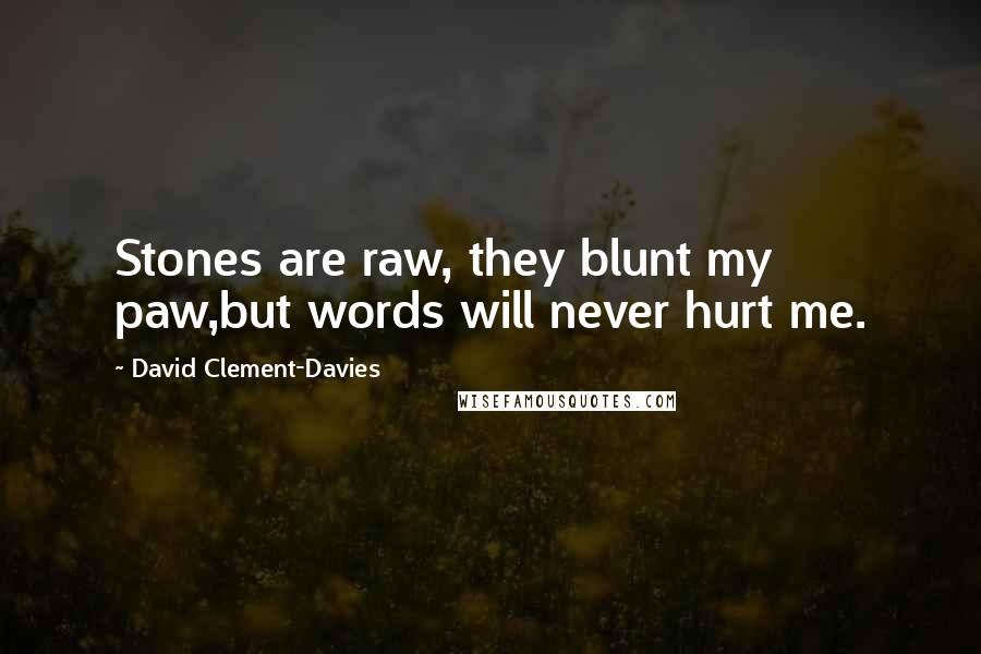 David Clement-Davies Quotes: Stones are raw, they blunt my paw,but words will never hurt me.