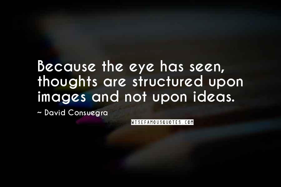 David Consuegra Quotes: Because the eye has seen, thoughts are structured upon images and not upon ideas.